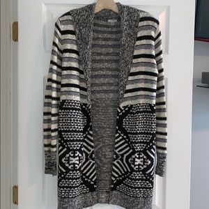 Ecote Black, Cream and Grey Cardigan